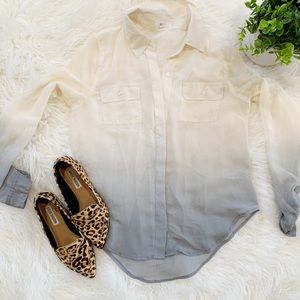 Beautiful Ombré Grey Cream Button Up Shirt